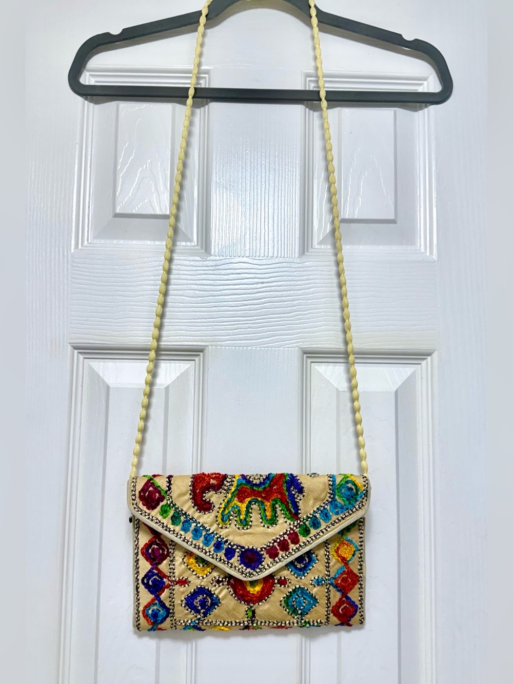 Hand-Embroidered Multicolor Envelope Clutch - Picture 2 of 6